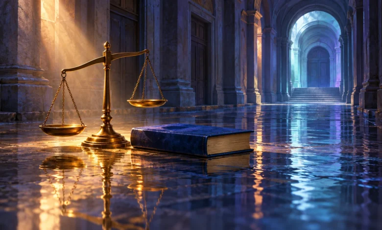 لوحة رقمية: (في محاكم بلد ما - بقلم : الدكتورة منى حمادي - العدد (82
